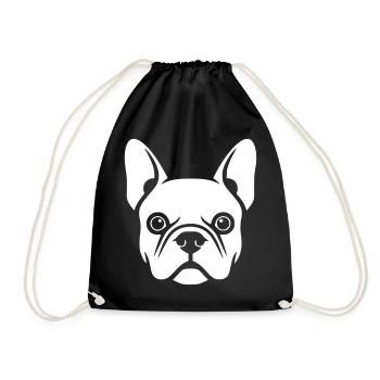 Französische Bulldogge Frenchie Kopf - Turnbeutel - Schwarz - Vorne