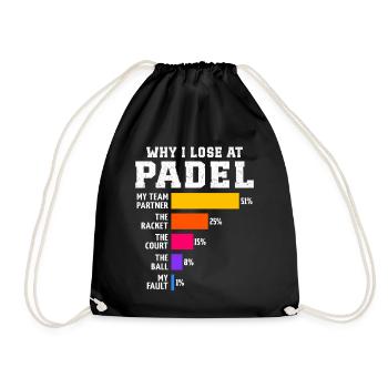 Padel Why I Lose at Padel  - Drawstring Bag - black - Front