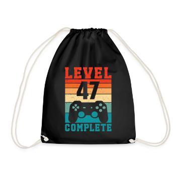 47. Geburtstag Level 47 Complete 47 Jahre Gamer - Turnbeutel - Schwarz - Vorne
