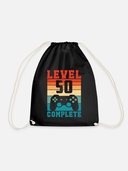 50. Geburtstag Level 50 Complete 50 Jahre Gamer - Turnbeutel - Schwarz