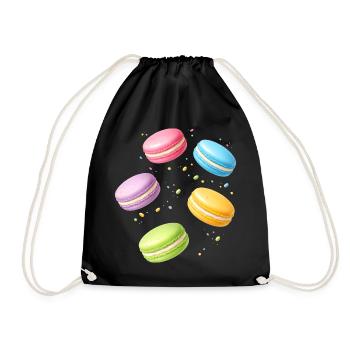 Colorful Macarons Pastel Dessert Motif - Drawstring Bag - black - Front