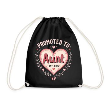 Aunt 2026 Aunt 2026 Promoted to Aunt 2026 - Drawstring Bag - black - Front