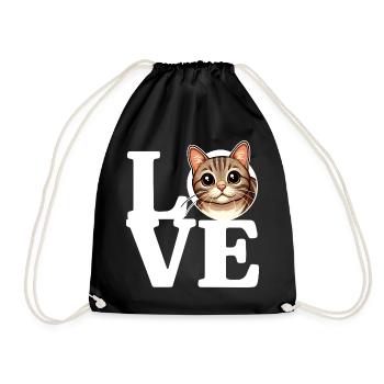 J’ADORE Chat tigré Amoureux des chats Drôle - Sac de sport léger - noir - Devant