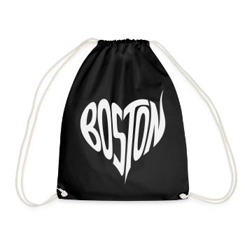 Boston Heart Typography - Drawstring Bag - black - Front