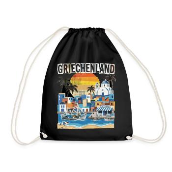 Griechenland Urlaub Vintage Strand - Turnbeutel - Schwarz - Vorne