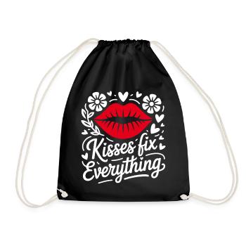 Kisses heal all lip motifs - Drawstring Bag - black - Front
