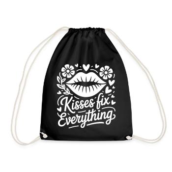 Kisses save everything - Drawstring Bag - black - Front