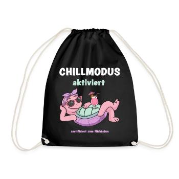 Schildkröte Chillmodus aktiviert: Pinke Lounge - Turnbeutel - Schwarz - Vorne