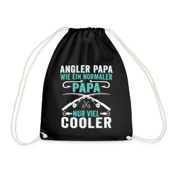 Angler Papa Wie Ein Normaler Papa Nur Viel Cooler  - Turnbeutel - Schwarz - Vorne