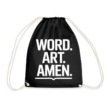 Word Art Amen Typography - Drawstring Bag - black - Front