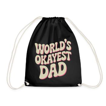 World's Okayest Dad Retro Typography - Drawstring Bag - black - Front