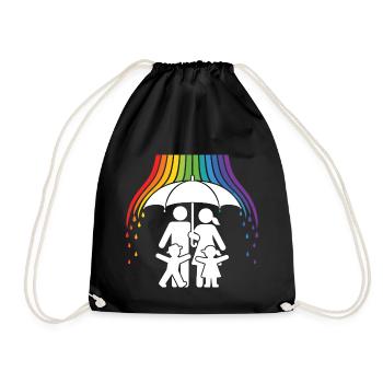Save_Space_LGBTQ Rainbow Shield - Drawstring Bag - black - Front