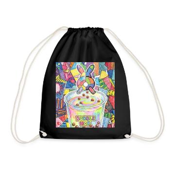 Bubble Tea Boba Drôle de Lapin mignon - Sac de sport léger - noir - Devant