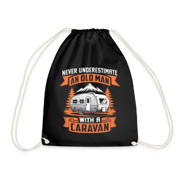 never underestimate an old man with a caravan - Drawstring Bag - black - Front