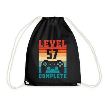 57th Birthday Level 57 Complete 57 Years Gamer - Drawstring Bag - black - Front