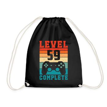 59th Birthday Level 59 Complete 59 Years Gamer - Drawstring Bag - black - Front