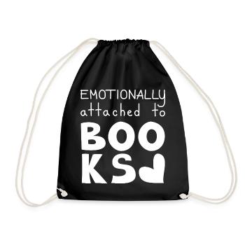 Emotionally Attached To Books, White - Drawstring Bag - black - Front