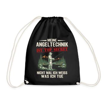 meine angeltechnικ ist top secret  - Angeln Angler - Turnbeutel - Schwarz - Vorne