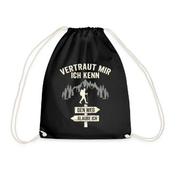 Wandern Vertraut Mir Ich Kenn Den Weg Bergsteiger - Turnbeutel - Schwarz - Vorne