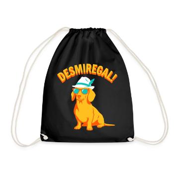 Desmiregal Spruch - Lustiger Dackel Hund Humor - Turnbeutel - Schwarz - Vorne