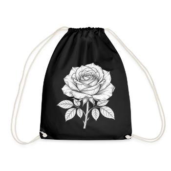 Weiße Rose Blüte Blume Geschenk Geburtstag  - Turnbeutel - Schwarz - Vorne