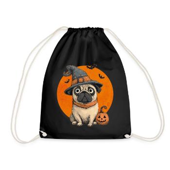 Mops Halloween - Turnbeutel - Schwarz - Vorne