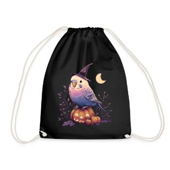 Wellensittich Halloween - Turnbeutel - Schwarz - Vorne