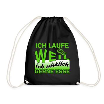 Ich laufe weil ich wirklich gerne esse - Turnbeutel - Schwarz - Vorne