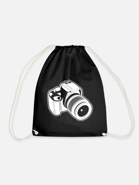 Camera Photographer Photography Photograph Photo Picture - Drawstring Bag - black