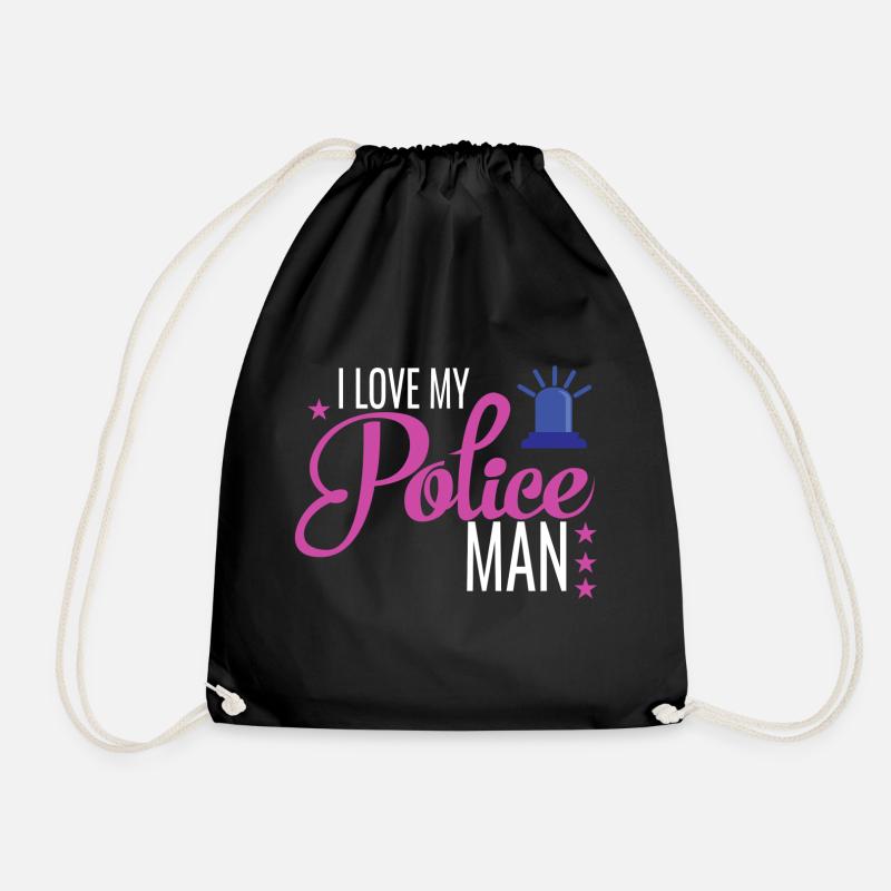 Love Policeman - Drawstring Bag - black