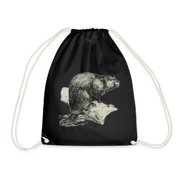Biber Biberratte Tier Nagetier Geschenk - Turnbeutel - Schwarz - Vorne