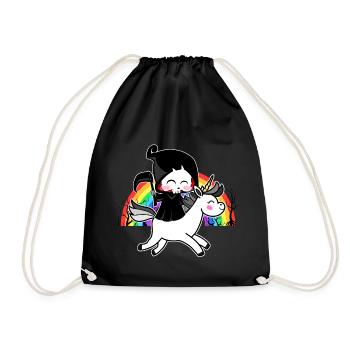 Death Is Magic - Einhorn Sensenmann Regenbogen - Turnbeutel - Schwarz - Vorne