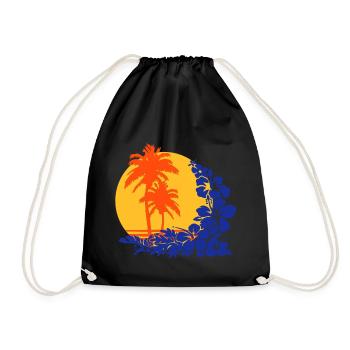 palm sunset - Drawstring Bag - black - Front