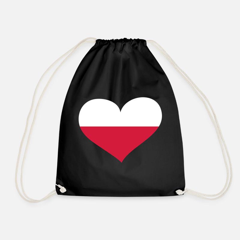 Polen Herz; Heart Poland - Turnbeutel - Schwarz