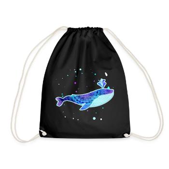 Blue whale pattern pastel tones - Drawstring Bag - black - Front
