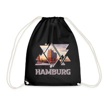 Hamburg Deutschland Elbphilharmonie Hafen Skyline - Turnbeutel - Schwarz - Vorne