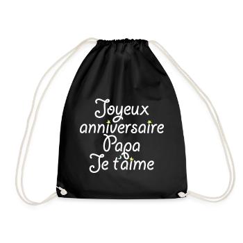 Joyeux anniversaire Papa Je t'aime - Sac de sport léger - noir - Devant