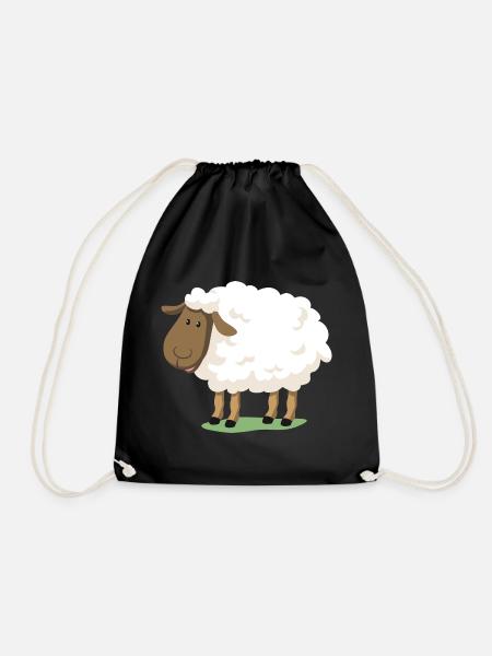 Weißes Schaf – niedliche Illustration für Kinder - Turnbeutel - Schwarz