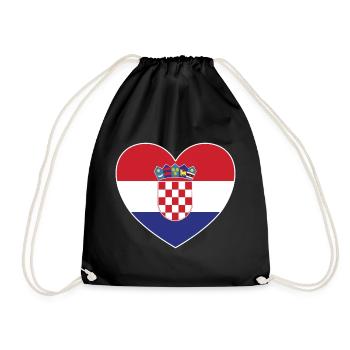 Kroatien Flagge Herz - Turnbeutel - Schwarz - Vorne