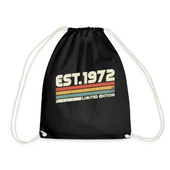 1972 Jahrgang Retro Vintage Geburtstag Geschenk - Turnbeutel - Schwarz - Vorne