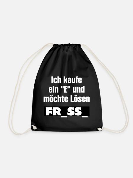 Ich kaufe ein E Großbuchstaben-Design - Turnbeutel - Schwarz