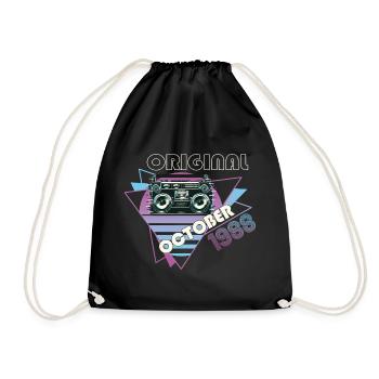 Vintage, 1988, 34e anniversaire, cadeau, cassette rétro - Sac de sport léger - noir - Devant