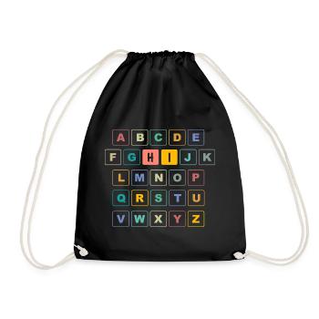 ABC Button HI - Kindergarten Preschool - Drawstring Bag - black - Front