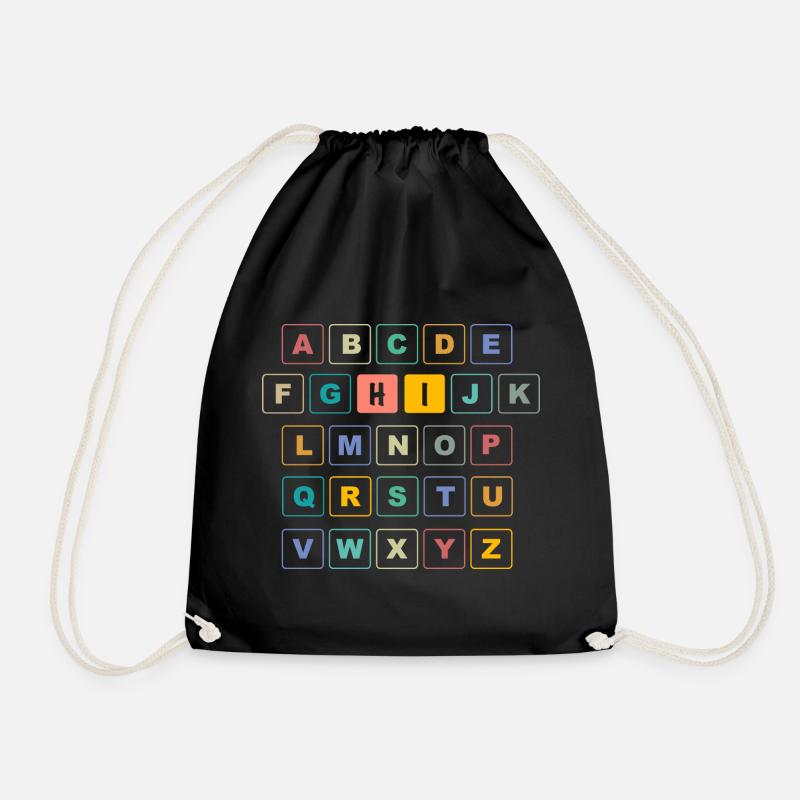 ABC Button HI - Kindergarten Vorschule - Turnbeutel - Schwarz
