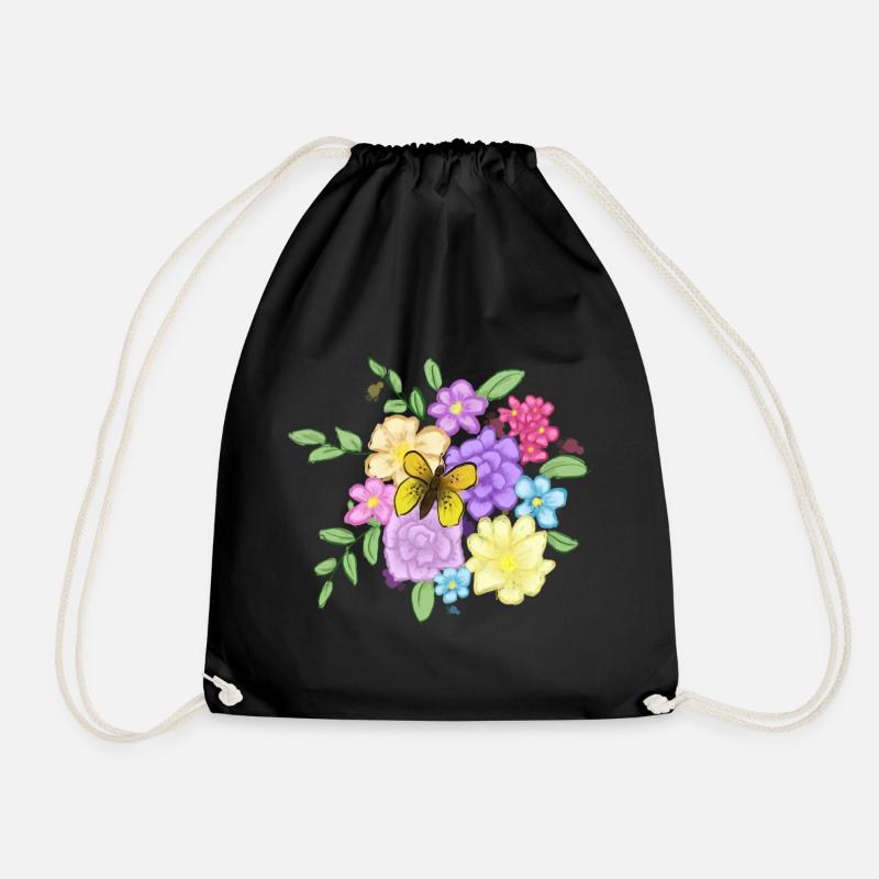 Flower bouquet - Drawstring Bag - black