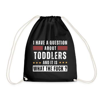 Question about toddlers. WTF? Funny saying child - Drawstring Bag - black - Front