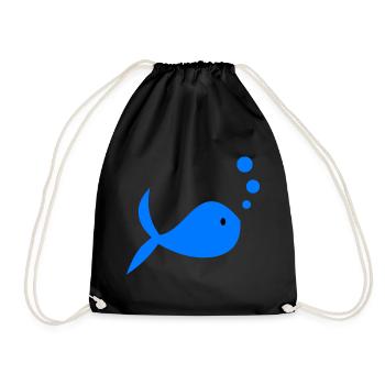 SURFING. FISH. BEACH. SEA. OCEAN. HUMOR. HOLIDAY - Drawstring Bag - black - Front
