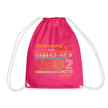 September 1982 - Birthday 1982 September - Drawstring Bag - fuchsia - Front