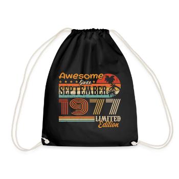 September 1977 - Birthday 1977 September - Drawstring Bag - black - Front