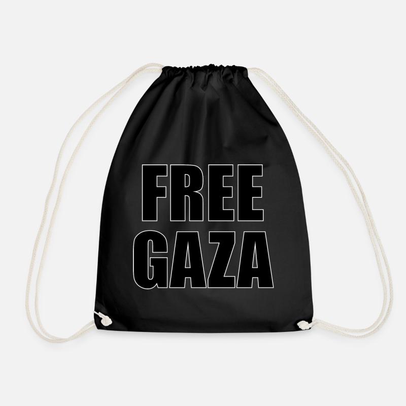 Free Gaza - Drawstring Bag - black